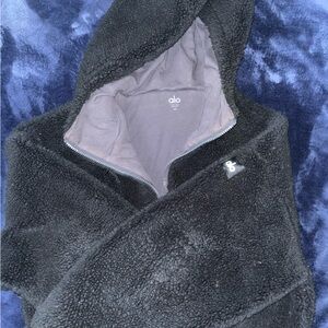 Alo Yoga Black Sherpa Half‑Zip Hoodie • XS/S • Cozy Sherpa Jacket